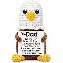Fathers Day Dad Gift from Daughter Son, Funny Handmade Crochet Bald Eagle Gifts for Dad Fathers Day, Birthday Gift for Daddy Father Papa New Bonus Step Dads Desk Decor