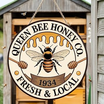 Personalized Fresh Honey Wooden Sign, Welcome Honey Shop Door Sign, Custom Name Sign for Bee Farm, Bee Yard, Bee Door Hanger, Gift for Beekeeper, Bee Sign, Beekeeper Name Sign, Beekeepers Gifts