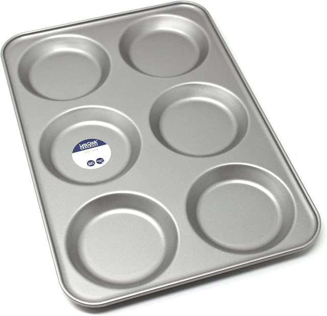 Lets Cook Cookware Professional 6 Hole Yorkshire Pudding Tray, British Made with Double Coated Performance Non Stick