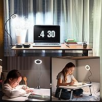 Vista 7 de Lámpara de escritorio con clip para lectura en casa, oficina, 10 brillo regulable, 3 modos, luz de abrazadera para cabecera de cama