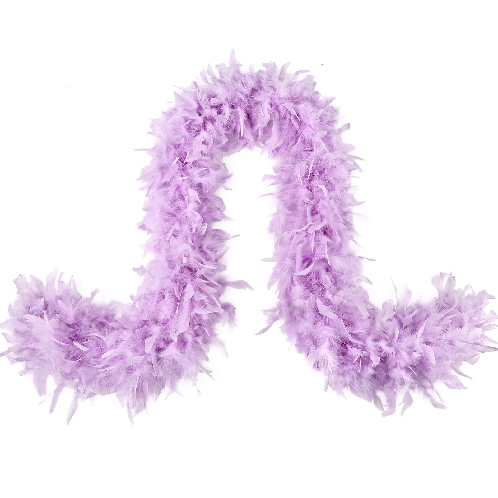 MAOFENG Chandelle Turkey Feather Boa 2 Yards 80g for Halloween Dancing Wedding Party DIY Craft Costume Decoration Feather Boa,Light Purple — image 1