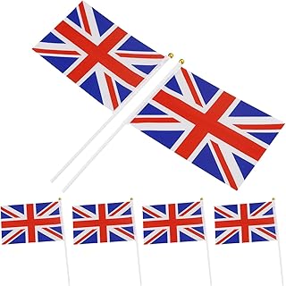 20 Pcs British Flag, British Stick Flag UK Hand Wave Small Flags 14x21cm Mini Handheld Flags Pocket National Flags GB Flags Sandcastle Flags 2023 Decorations Party Supplies (British Flags)