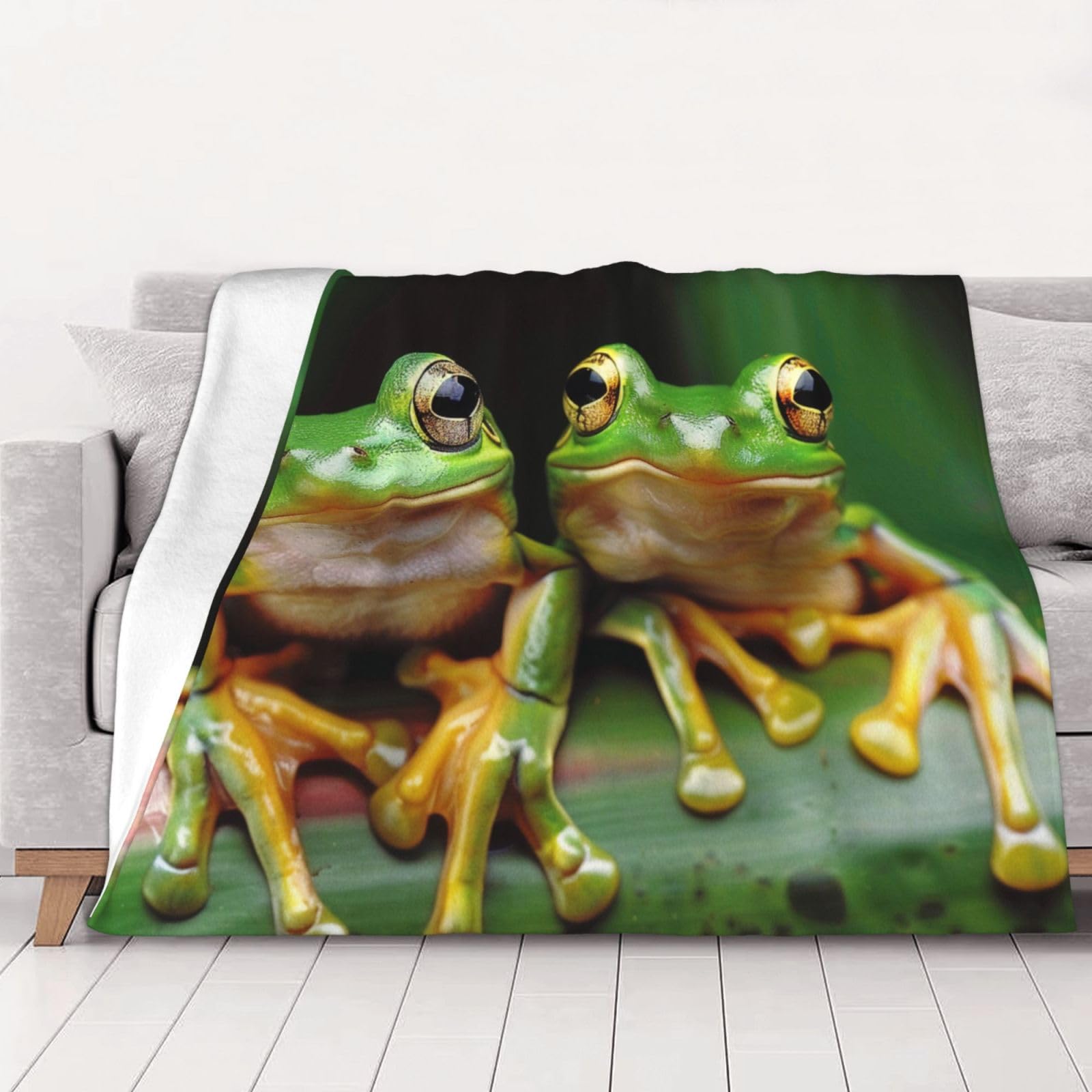 AUBKFELD Cute Frog Printed Flannel Blanket 200x150 CM, Soft & Warm Throw Blanket for Sofa/Couch/Bed/Car, Gifts for Audlts Women Men