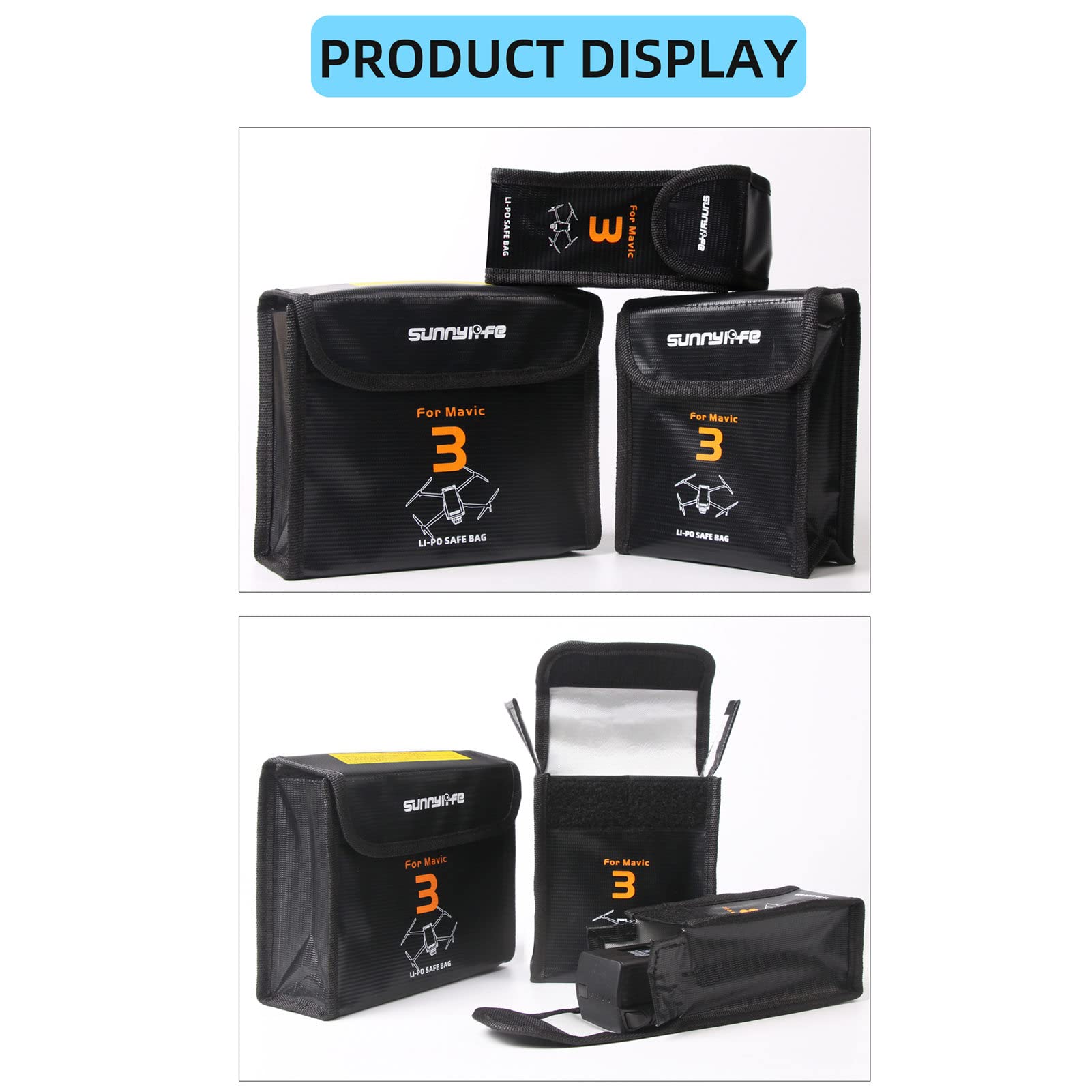 Borsa Di Sicurezza Per Batterie Drone | Antideflagrante | Capacità 3 Batterie LiPo | Materiale Ignifugo - Foto 3