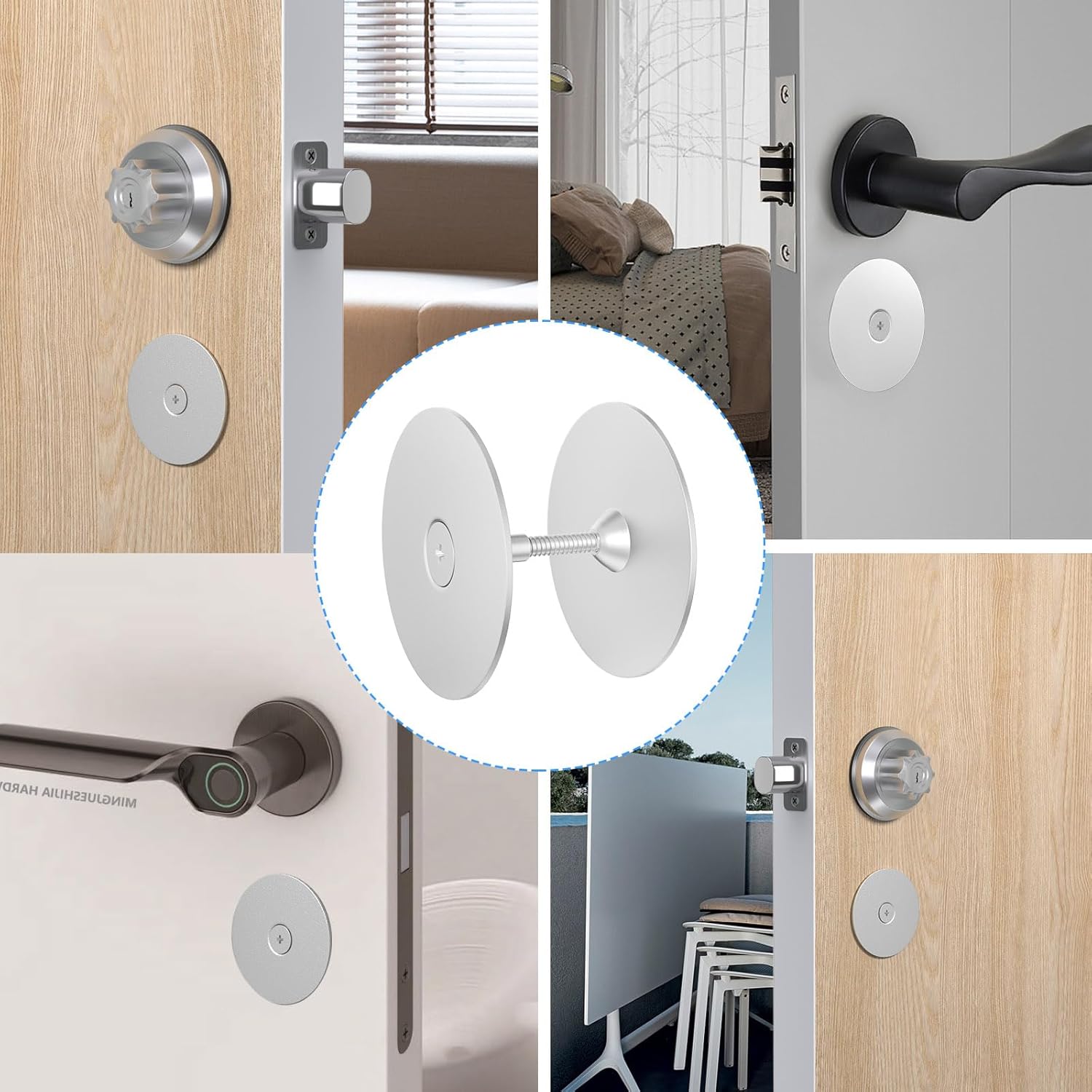 Door Hole Cover Plate 2-5/8" Diameter Door Knob Hole Cover Plate Round, Door Deadbolt Cover Plate/Door Hole Filler Plate Silver - 2 Pack