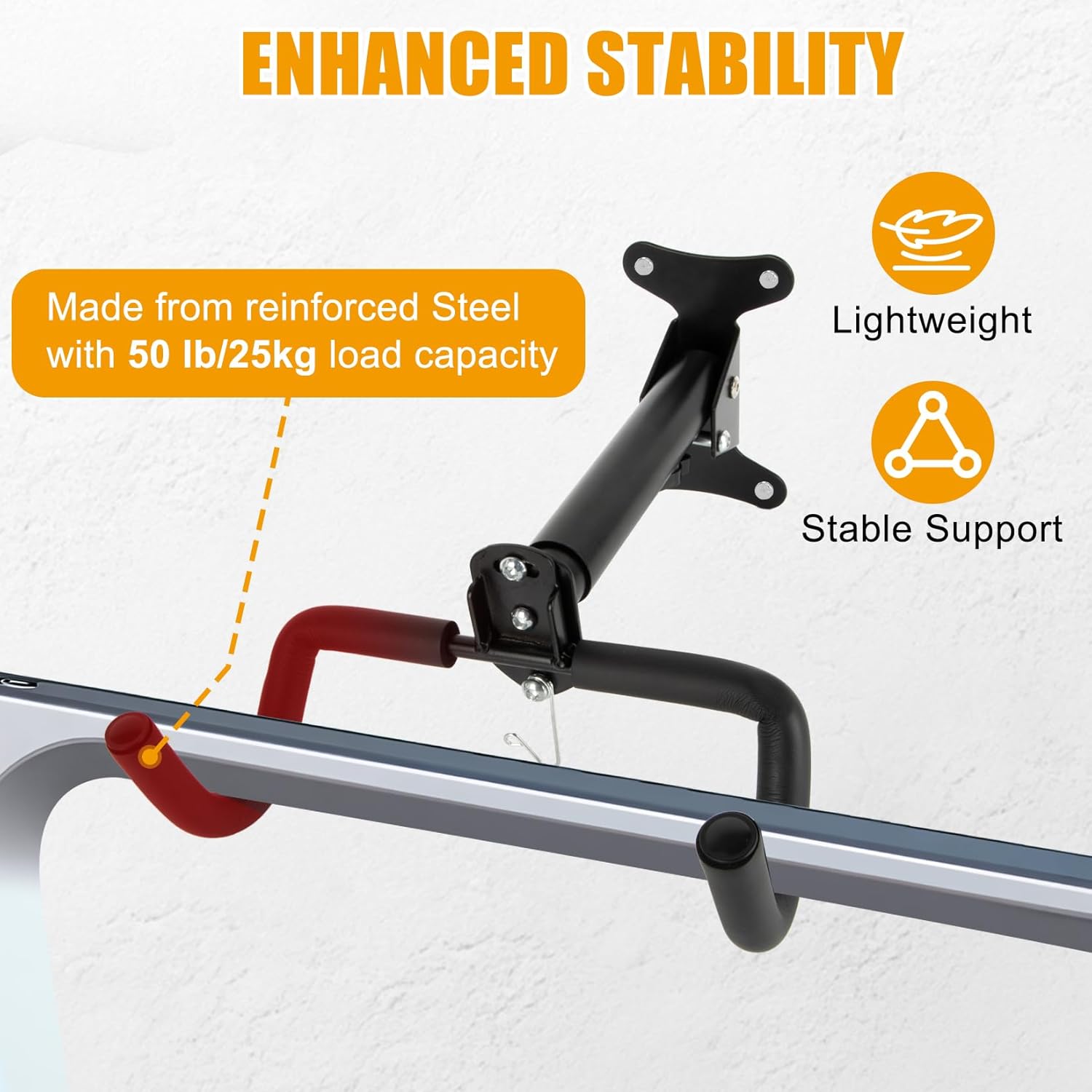 PSLER 2pcs Bike Wall Mount Hanger - Wall Mount Handbar, Adjustable & Extendable Horizontal Bike Rack Holder for Mountain/Road/Hybrid Bikes, Space Saving Garage Storage Hook, Easy Install