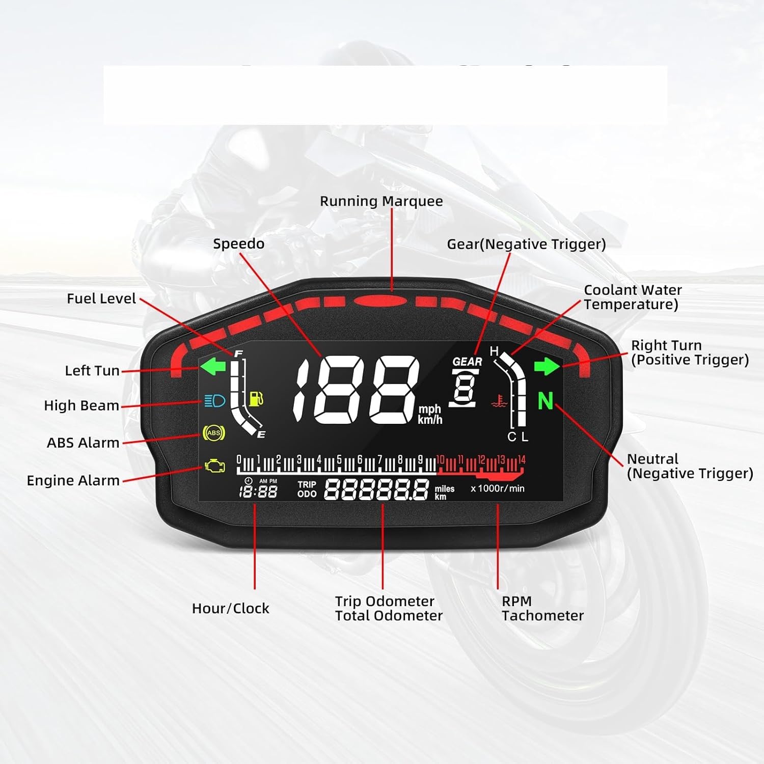 Odometer Speedometer Universal Speedometer Odometer Speedometer Motorcycle Digital Dash Panel For 2/4 Cylinder
