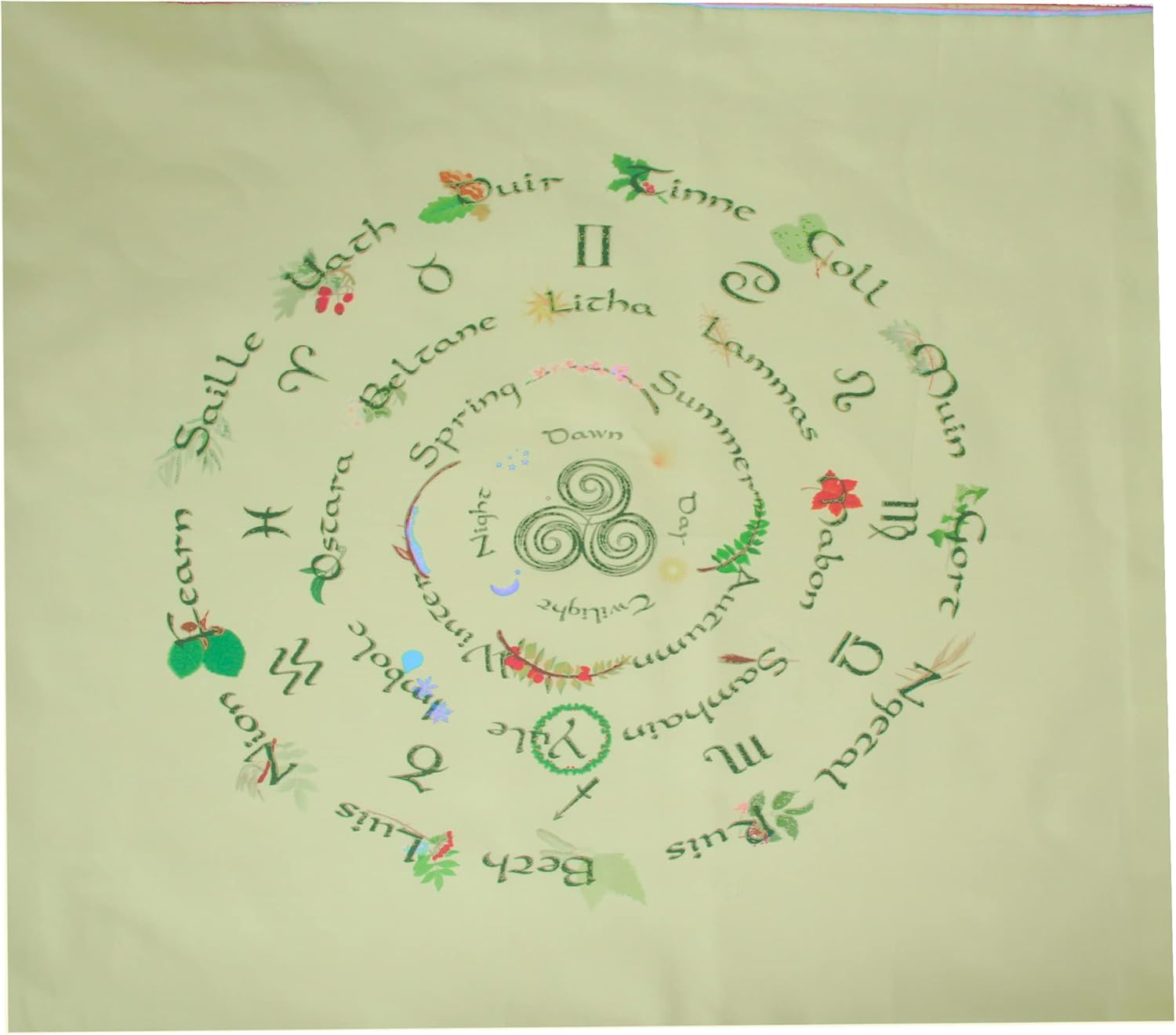 Altar Cloth or Tarot Mat - Walking the Wheel of The Year in Light Yellow - Pagan or Wiccan Altar or Tarot Cloth for Rituals, Tarot Readings & Fortune-telling