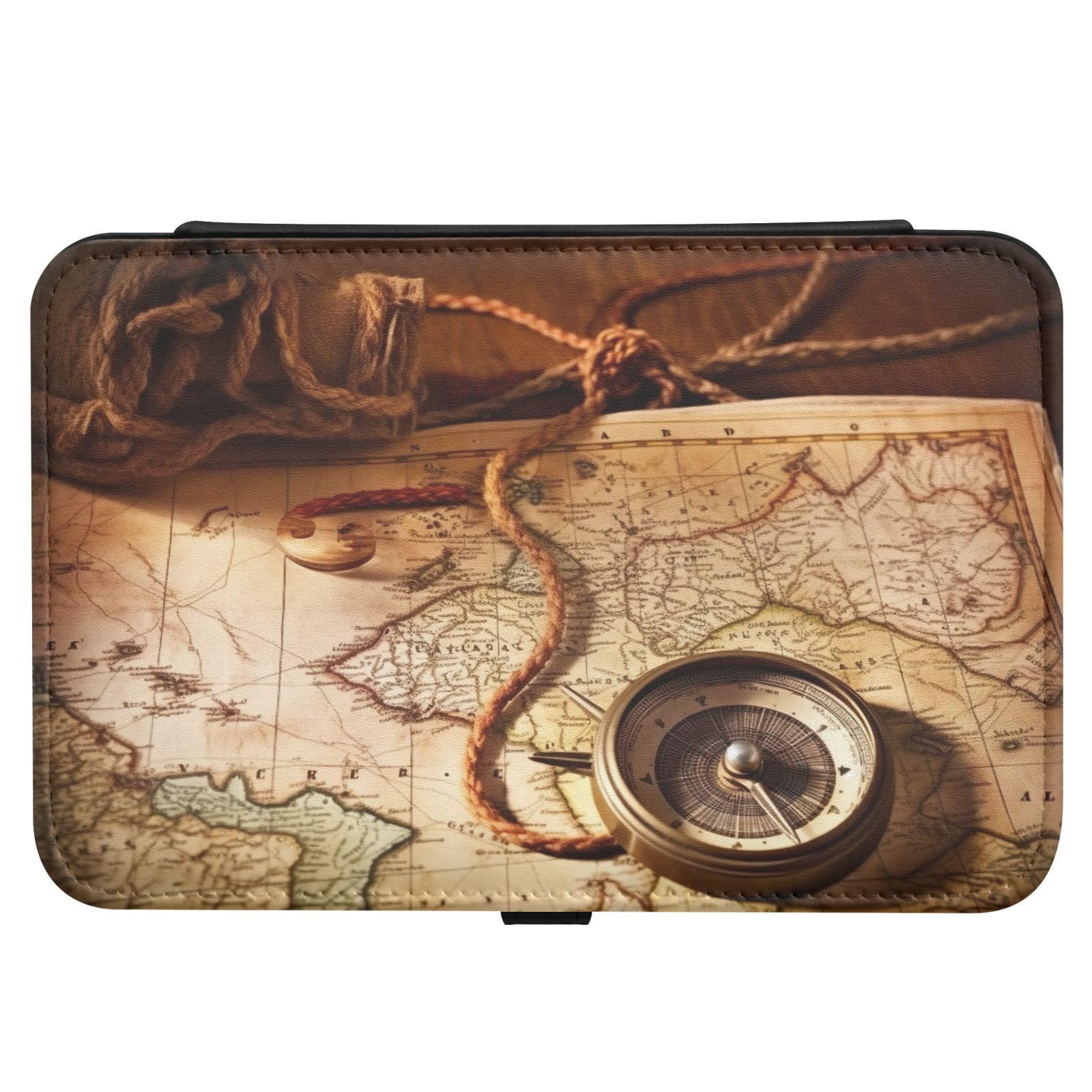 Haskirky Map Rope Jewelry Box Portable PU Leather Travel Jewelry Organize for Women Jewelry Storage Display Holder for Ring, Necklace, Earring
