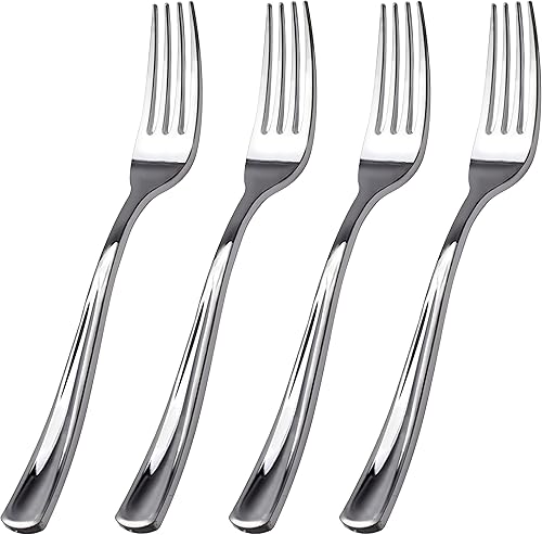 Vista 49 de WDF 100 tenedores rojos de Navidad, cubiertos de plástico desechables de 7.4 pulgadas para pasteles de postre, Navidad o uso diario