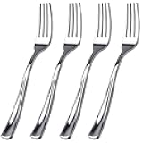 WDF 100 Piece Silver Plastic Forks - 7.4inch Silver Forks Disposable - Plastic Silverware for Dessert Cake - Heavy Duty Plastic Cutlery for Christmas Party or Daily Using