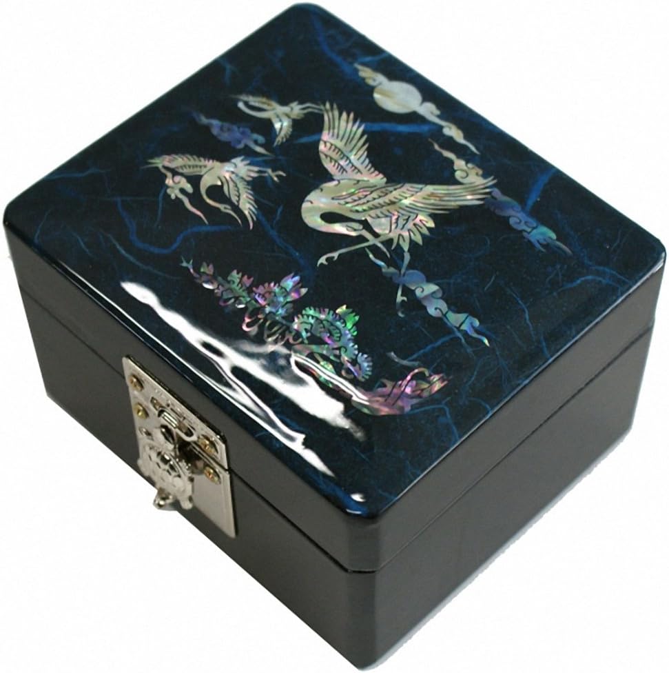 Lacquer Ware Iinlaid Mother of Pearl Handcrafted Jewelry Case,jewel Box Trinket Box Cloud & Clane Design