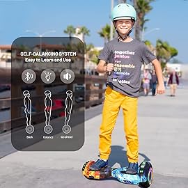 SIMATE Hoverboard, Bluetooth All Terrain Hover Boards with LED Lights and APP Control, Gifts for Kids Adults Girls Boys, for All Ages