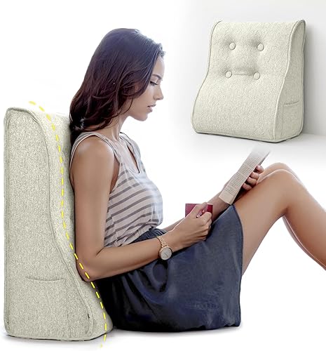 Miniatura 20 de Daneey Almohada de cuña de cama, almohada de lectura para adulto, almohada de cuña para dormir, almohada de espalda para sentarse en la cama