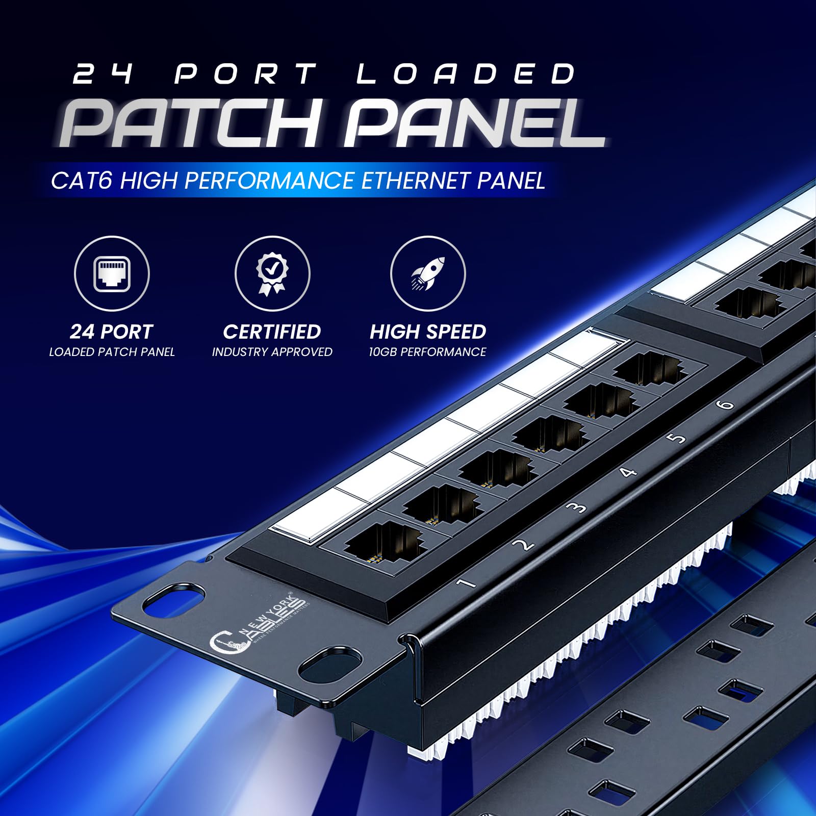 Pannello patch RJ45 Cat6 UTP 24 porte montaggio a parete o rackmount