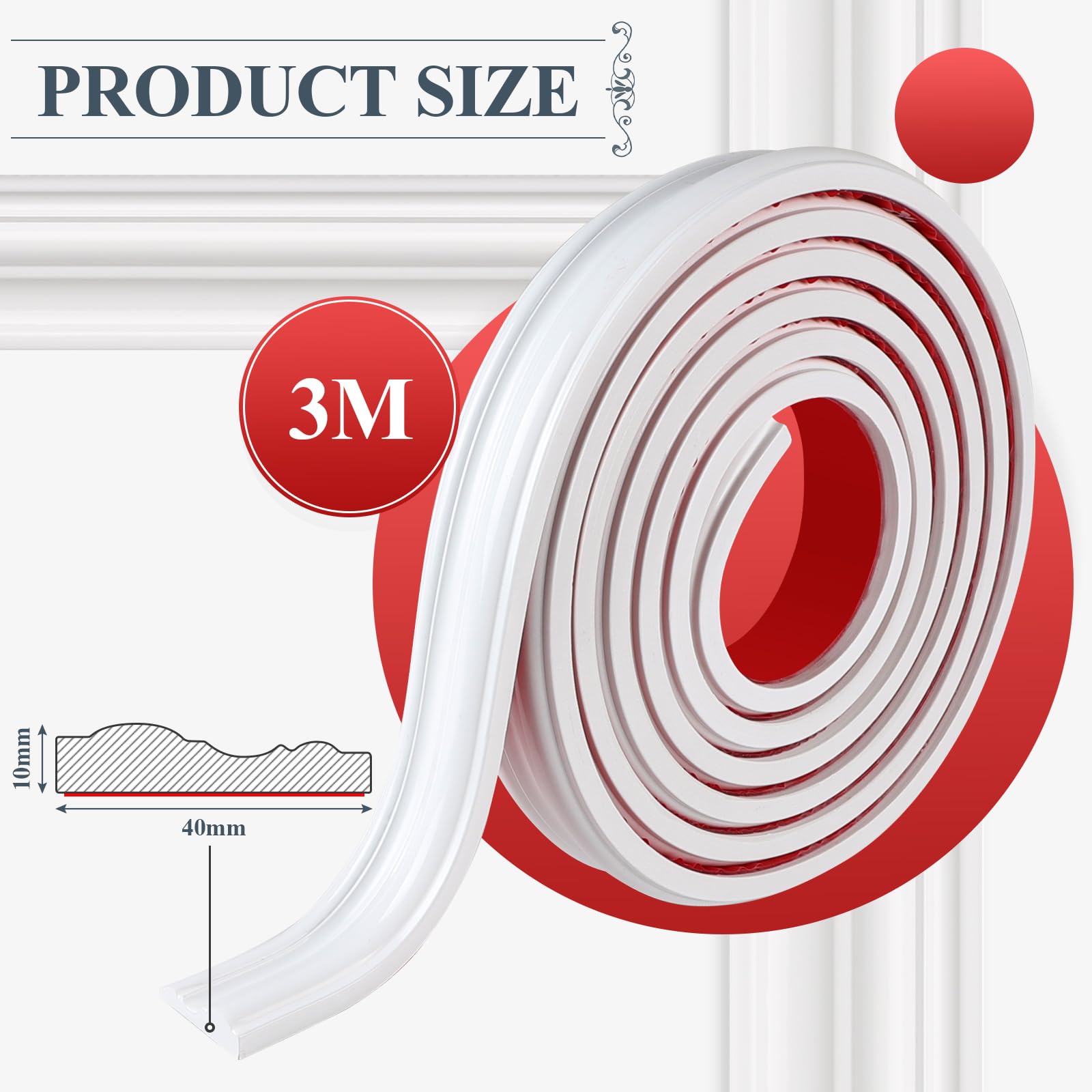 Selbstklebende Stuhlschienen-Zierleiste, 10 M X 3,2 Cm, Weiß – Flexible PVC-Leiste Zum Abziehen & Aufkleben