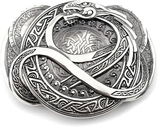 Belt buckle Silver Jormungand, Old Norse Scandinavian dragon Jormungandr Ouroboros solid 925 Sterling Silver belt buckle