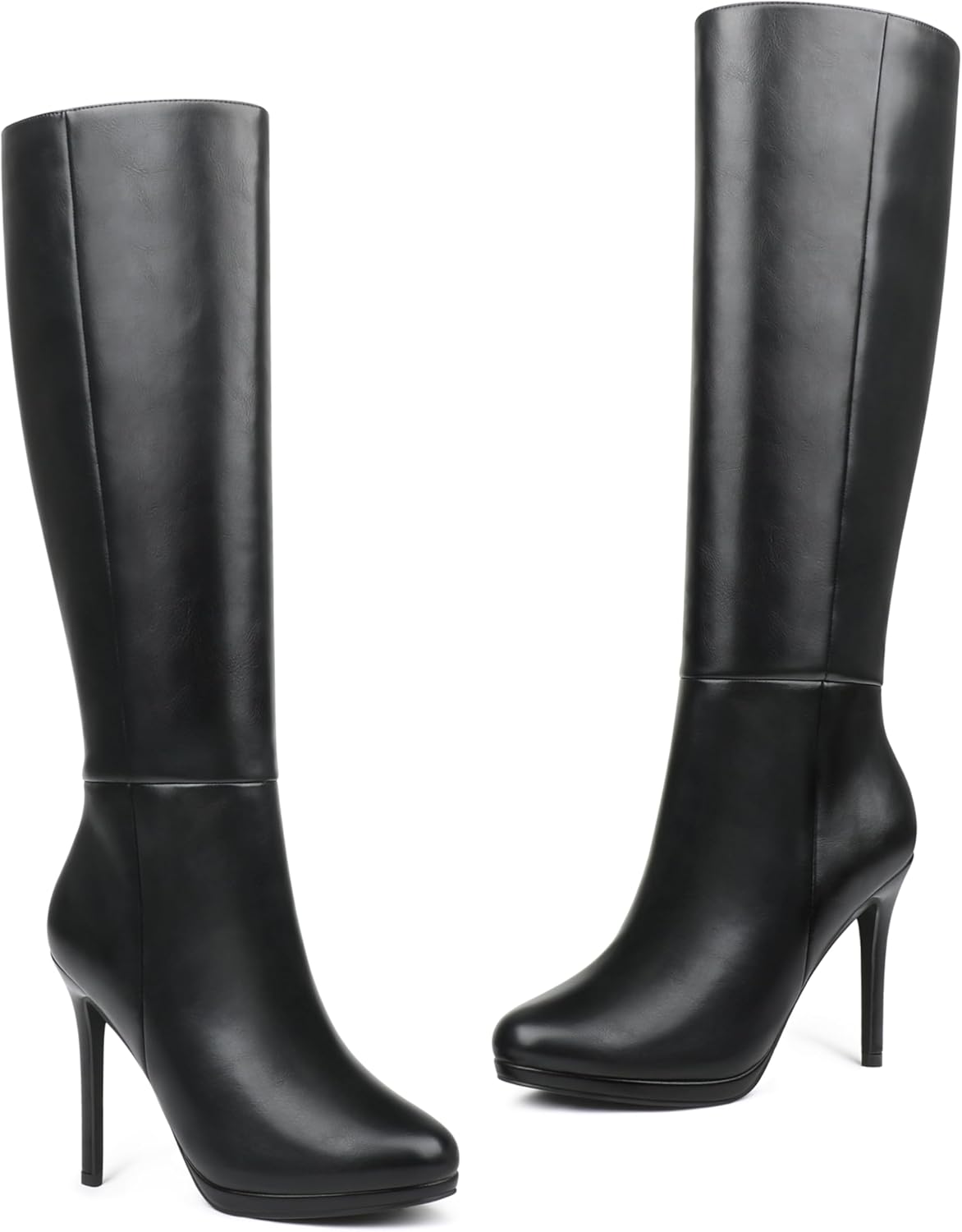 MERUMOTE Women's Stiletto Knee High Boots Platform Side Zipper Long Boots - Image 4