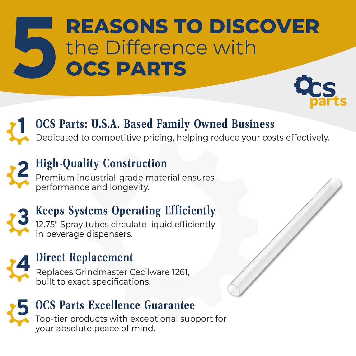 OCS Parts 1261 Spray Tubes for Crathco Bubblers and Cold Beverage Dispensers | 3-Pack | 5 Gallon Spray Tubes Compatible Replacement for Grindmaster Cecilware 1261
