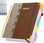 Line Hardcover Spiral Notebook with Removable Dividers Tabs & Ruler, 5 Subject Notebook College Ruled, 300 Page, Large 8"x10" B5 Notebooks for Work School, Lined Journal for Women, Light Purple