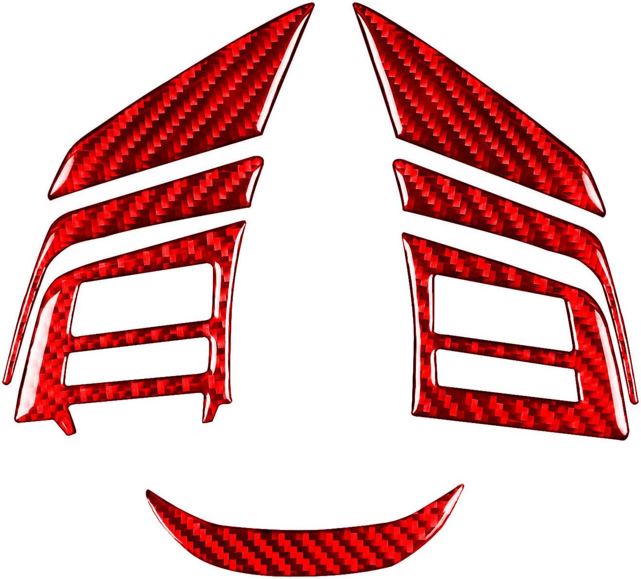 Real Carbon Fiber Auto Interior Accessories Sticker Compatible with Subaru Impreza 2012-2014/Subaru XV Crosstrek 2013 2014 Car Driver Side Dashboard Decoration Kit Style A 7PCS Red