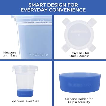 JoyPlus Overnight Oats Containers with Lids (2-Piece Set Lock Lid) - 16 Oz Overnight Oats Jars, Plastic Food Storage Containers with Lids Airtight for Oatmeal, Cereal, Yogurt, Chia Pudding
