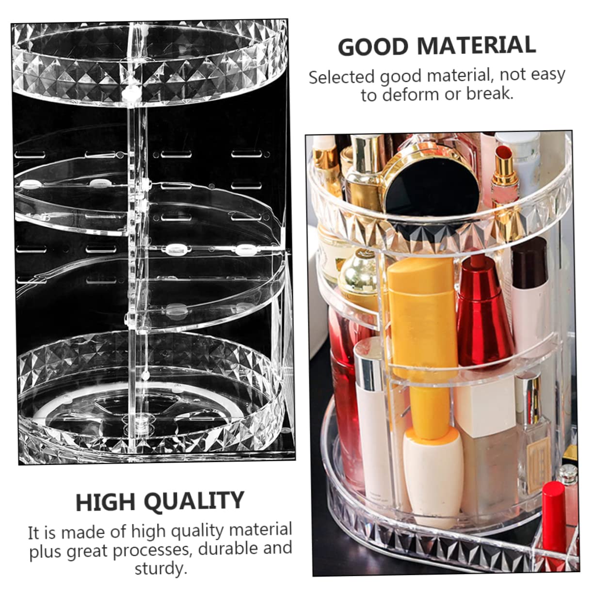 FRCOLOR Organizzatore Cosmetici da Tavolo in Ps Design Rotante e Struttura a Scomparti, Scatola Stabile per Conservazione e Organizzazione di Rossetti e Prodotti Makeup