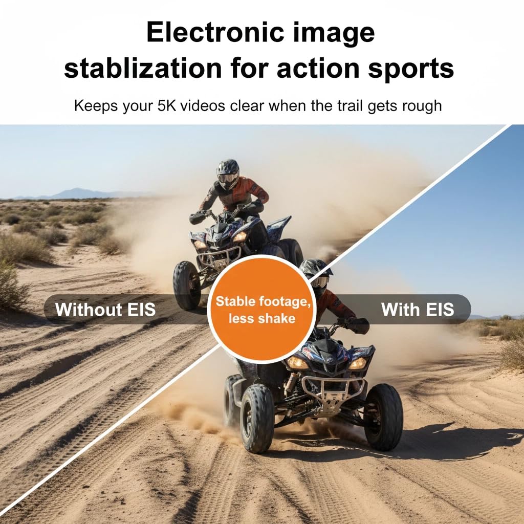 5K 50MP wasserdichte Action-Kamera mit EIS, WiFi und 170° Weitwinkel – Unterwasser-Kamera für Schnorcheln, Tauchen und Vlogging, kompakt und wiederaufladbar