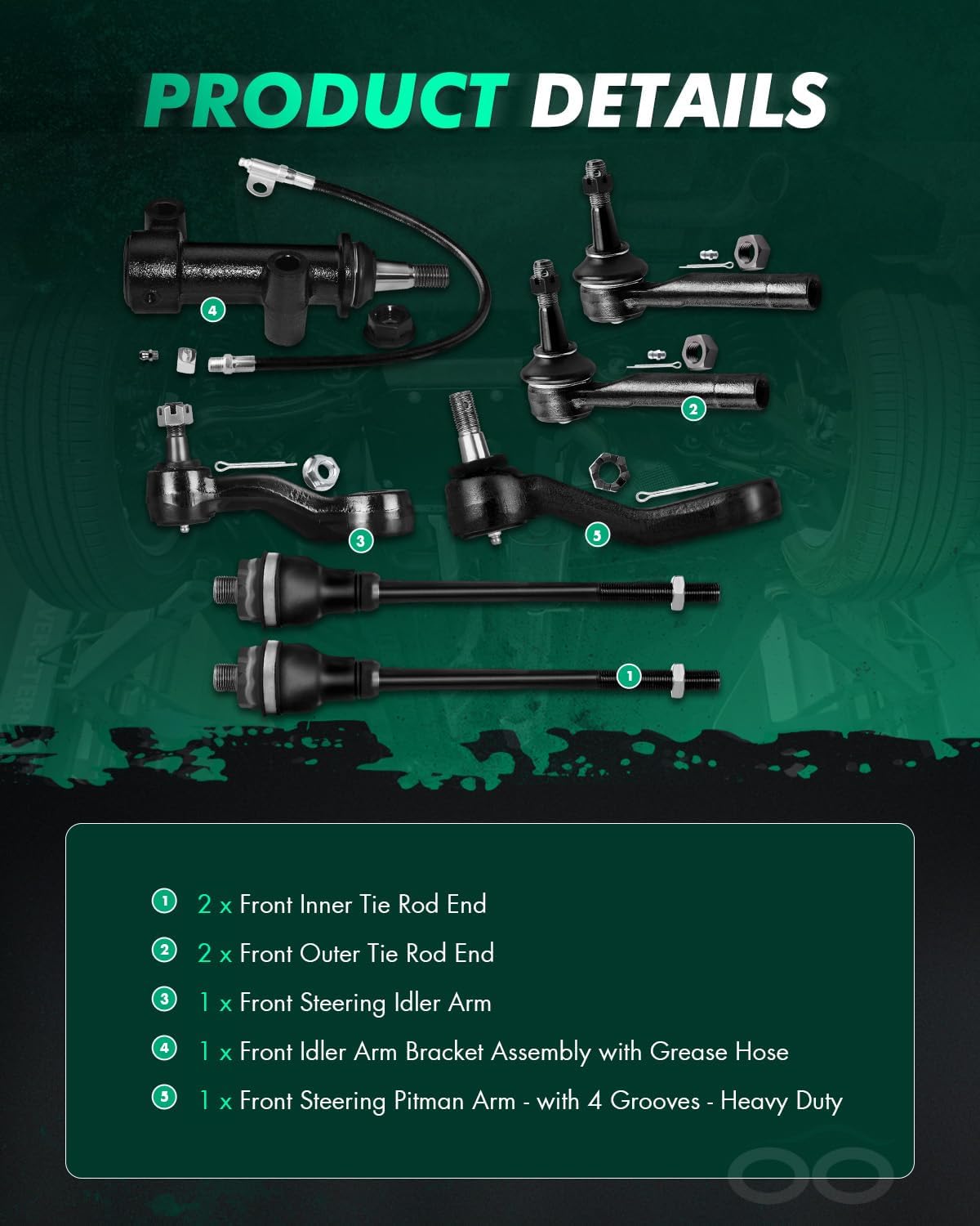 SCITOO 7pcs Front Suspension Kit Inner Outer Tie Rod End fit for Chevy Silverado 1500 Tahoe Suburban 1500 Avalanche 1500 for GMC Sierra 1500 Yukon 1500 for Cadillac Escalade Idler Arm Pitman Arm