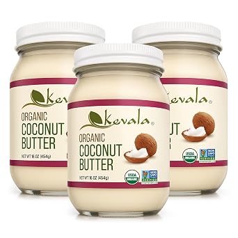 Kevala Organic Coconut Butter Raw, Cold-Pressed Spread & Cream Alternative for Baking, Desserts & Toast Vegan, Gluten-Free, Glass Jar, Non-GMO | 16 oz 3, 16Oz