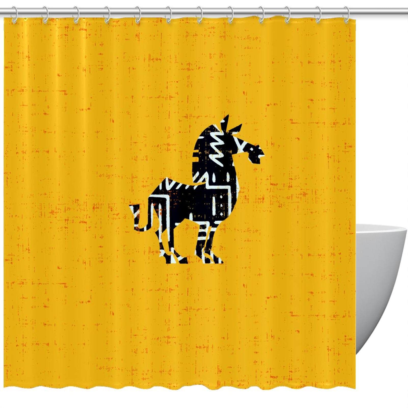 Rideau de douche animal jaune vif 183 cm étanche pour éviter les moisissures