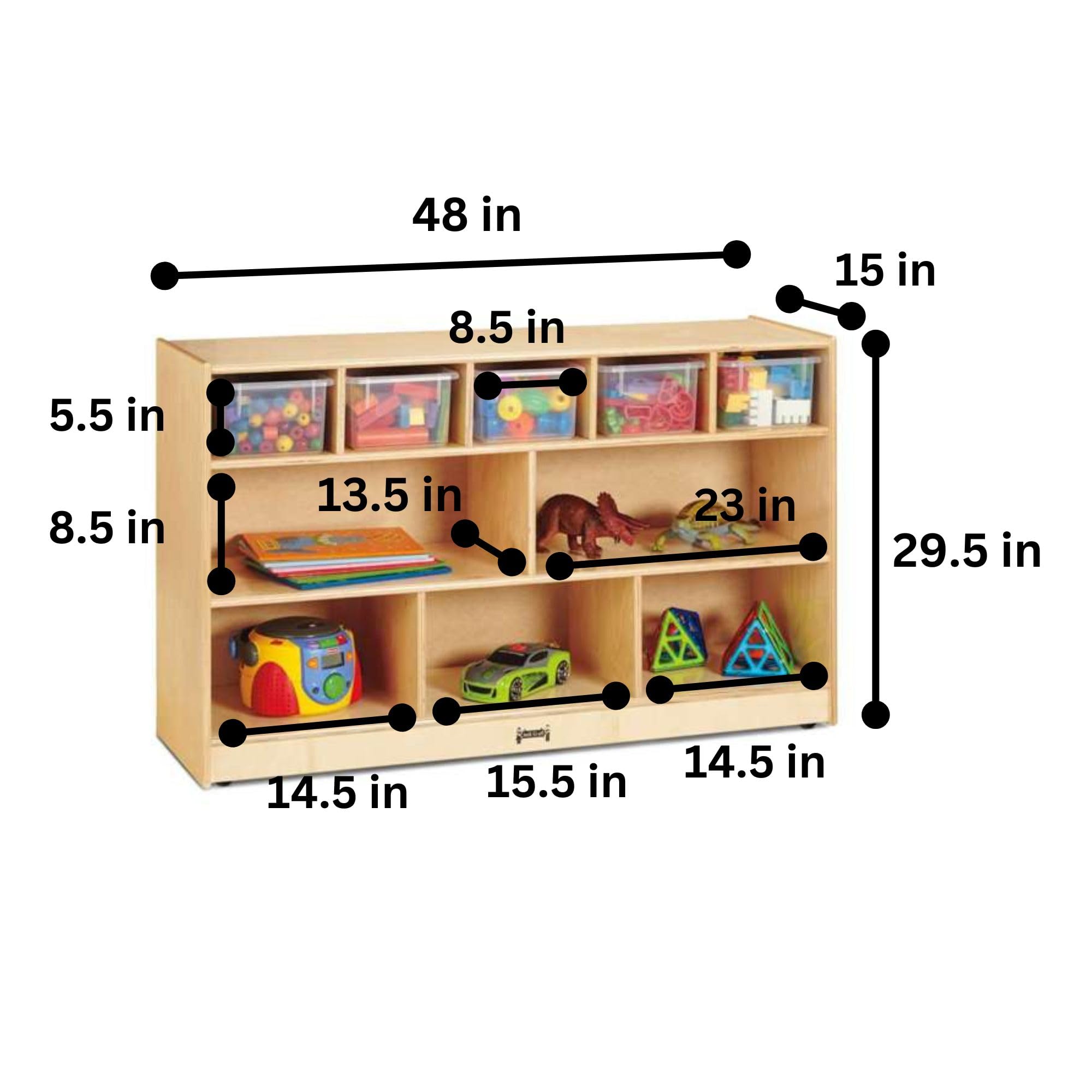 Jonti-Craft 07170JC Low Combo Mobile Storage Unit with Clear Bins, Beige - Image 2