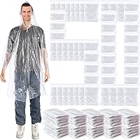 Berlune 50 Pack Thick Clear Disposable Rain Ponchos with Hood for Adults - Waterproof Bulk Emergency Ponchos for Camping & Theme Parks