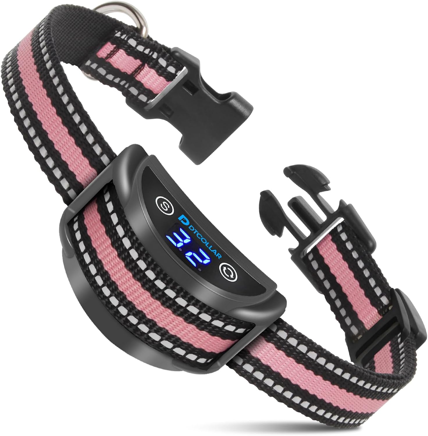 Dog Bark Collar, Rechargeable Smart Automatic Bark Collar with 5 Adjustable Sensitivity Beep& Vibration& Shock, IP65 Waterproof Bark Collar for Small Medium Large Dogs (Pink)