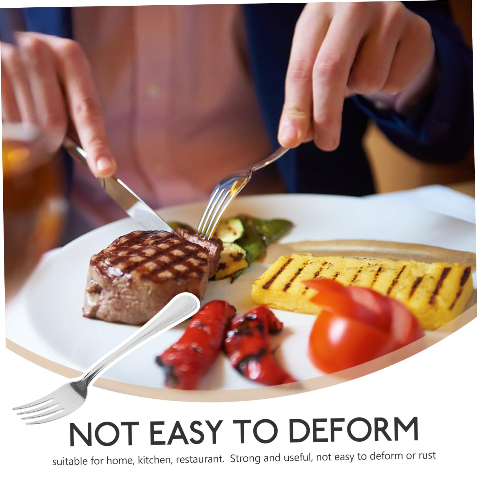 MUSISALY 4Pcs Stainless Steel Forks Metal Dessert Forks for Steaks and Food Comfortable Grip Easy to Clean for Restaurant and Home Dining