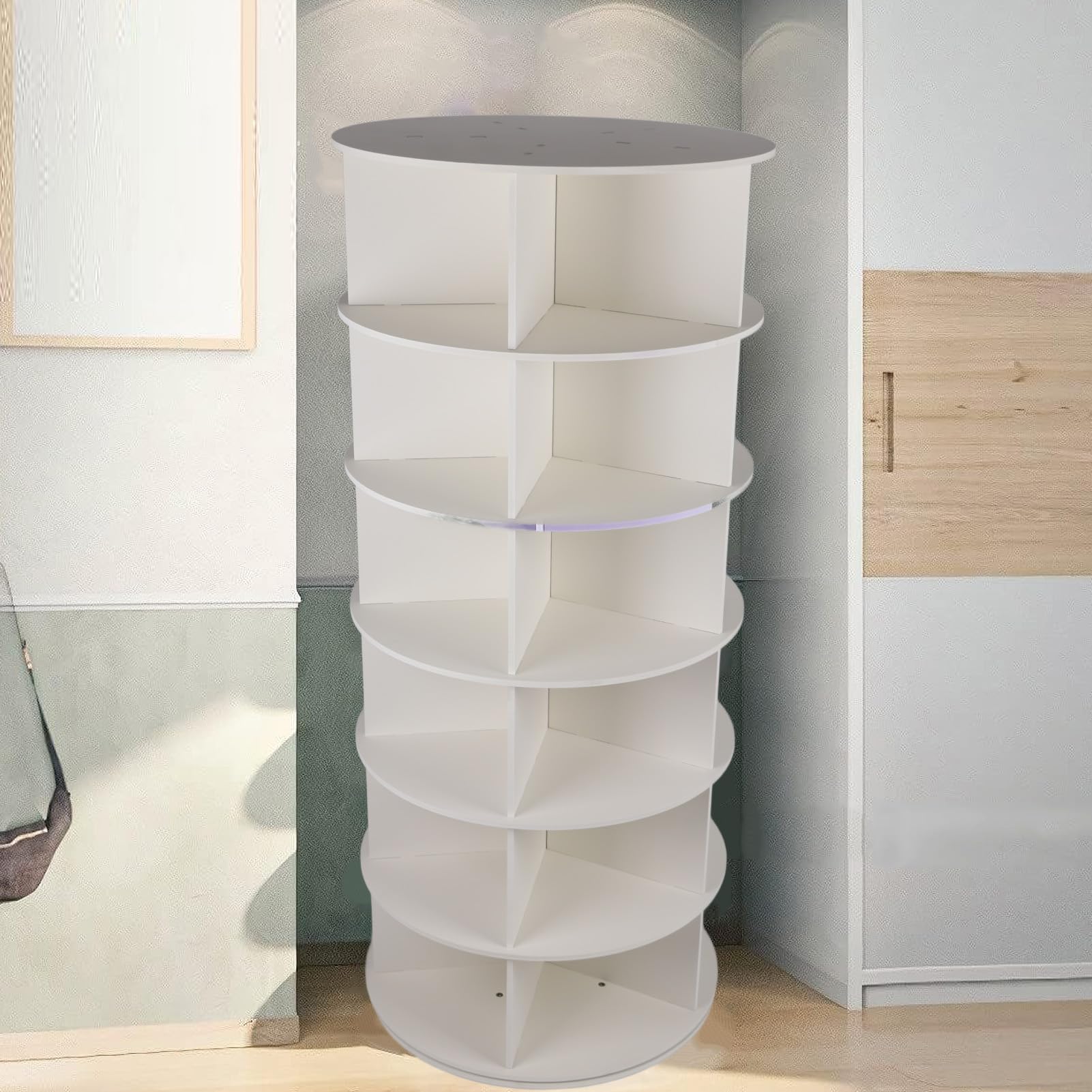 Cocoarm Drehbarer Schuhregal-Turm, 360 Grad PVC-Drehdesign (6 Schichten)
