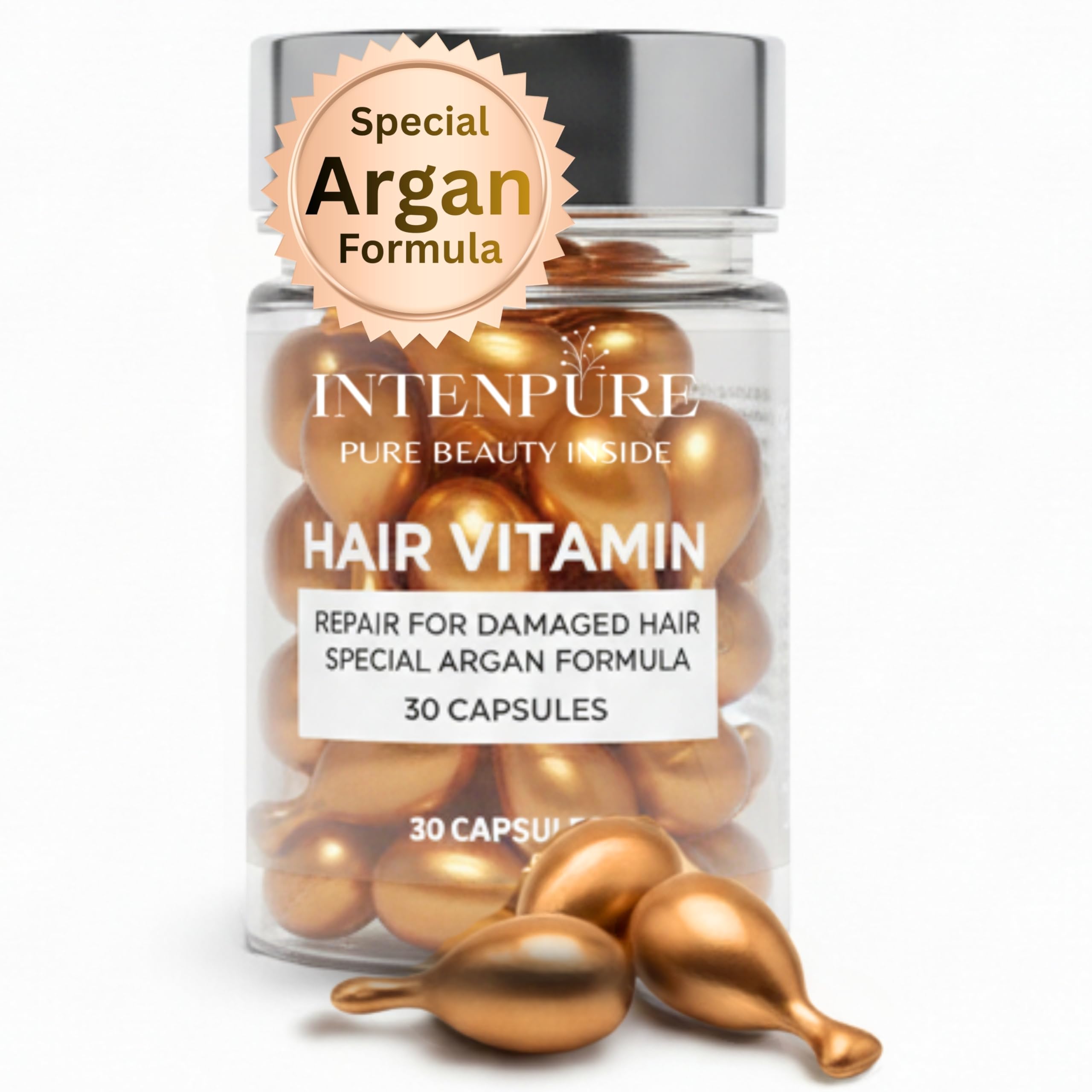 Hair Oil Capsules - Vitamins A, E, B5, Biotin | Serum for Dry Damaged Hair
