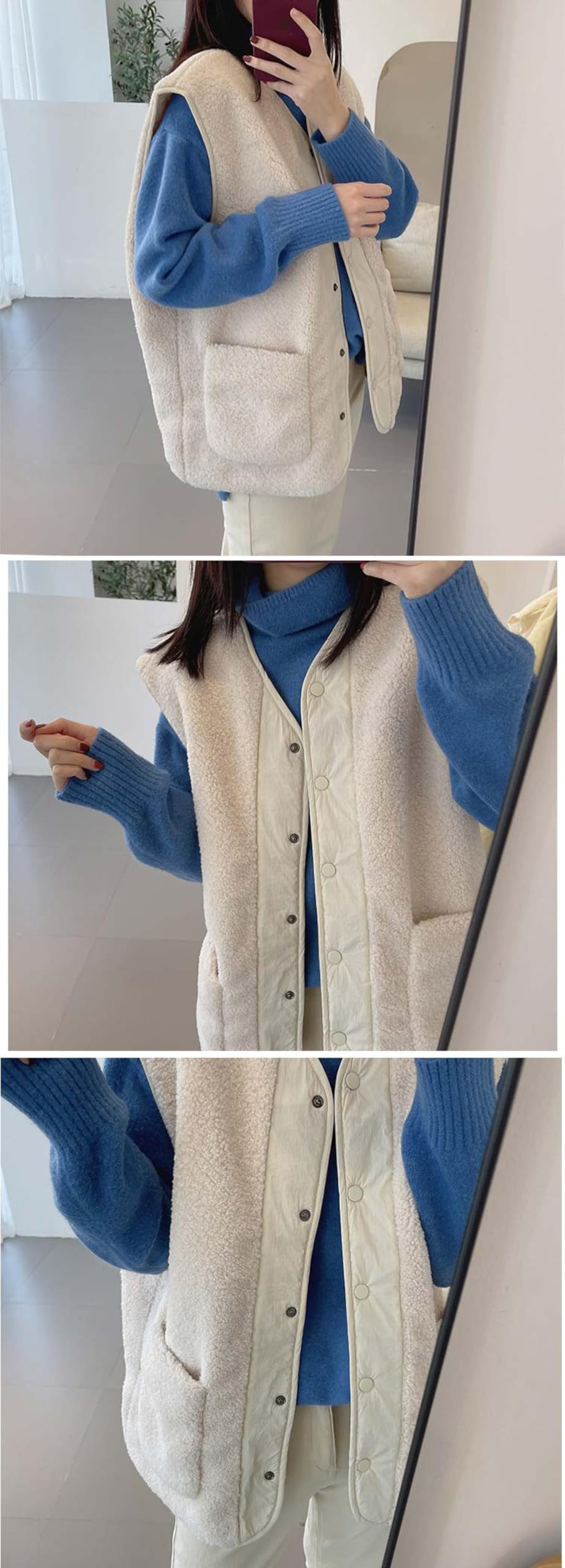Amazon.co.jp: Vest, Gilet Women's Boa, Autumn and Winter, 2-Way