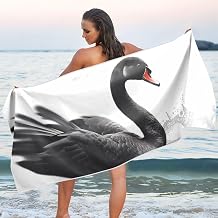 Microfiber Thin Lightweight Black Swan White Water Beach Towel Quick Dry Pool Towels 31 x 71 Sand Free Absorbent Camping Yoga Towel for Swimming, Picnic, Gym