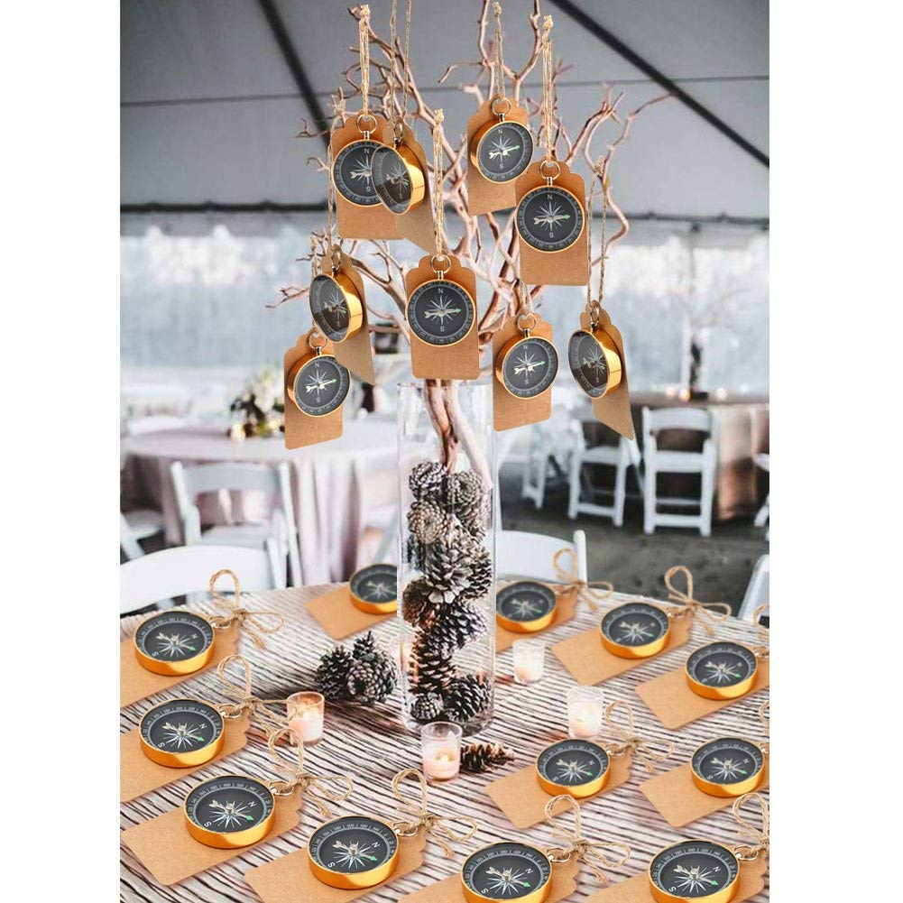 50 bussole per gli ospiti, souvenir con bussola, con etichette in carta kraft, decorazioni per feste a tema viaggi, decorazioni nautiche natalizie