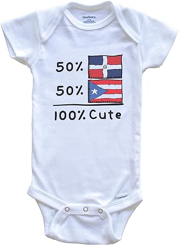 50% Dominicano Plus 50% Puertorriqueño equivale a 100% lindo República Dominicana Puerto Rico Banderas Baby Body
