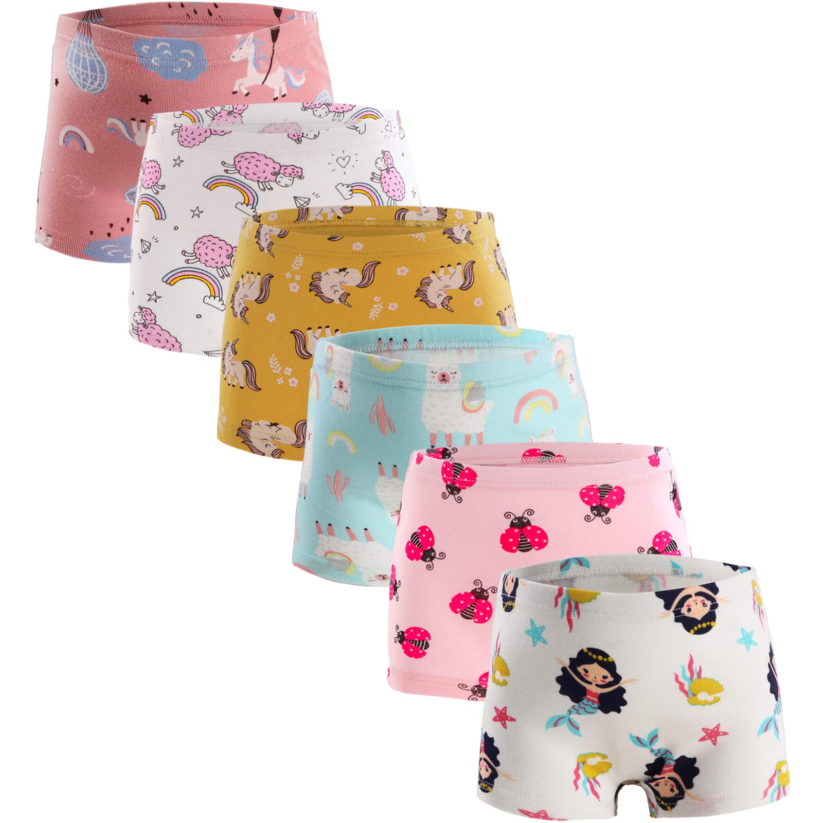 Kids Little Girls Underwear Toddler Baby 100% Cotton Soft Briefs Panties Cartoon Big Girls Undies 1-10 Years (Pack of 6)