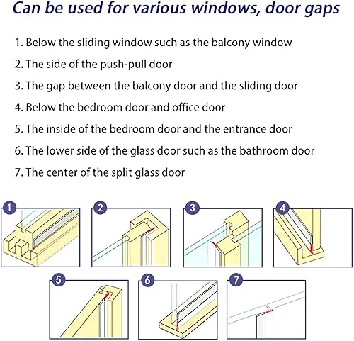 Miniatura 3 de TAROSE Burlete para puerta, 16.5 pies, burlete para puerta, tapón para puerta de ducha, sello de ventana, cinta adhesiva de silicona (blanco, 0.984