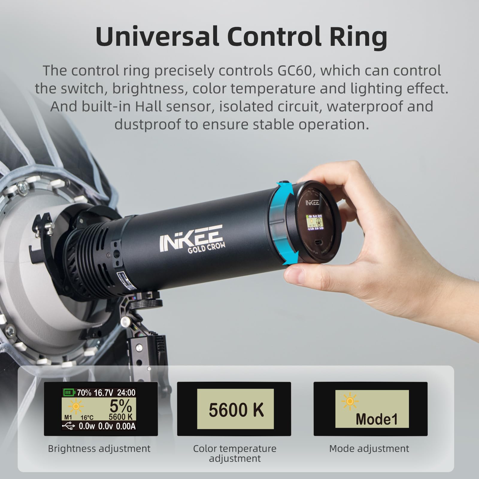 Amazon.co.jp: INKEE Gold Crow 60W バイカラー LEDビデオライト COB 