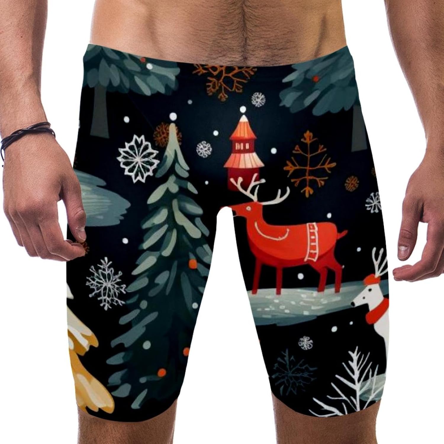 Christmas Elements Swimsuit Mens Swim Jammers Endurance Long Racing Training Swimsuit