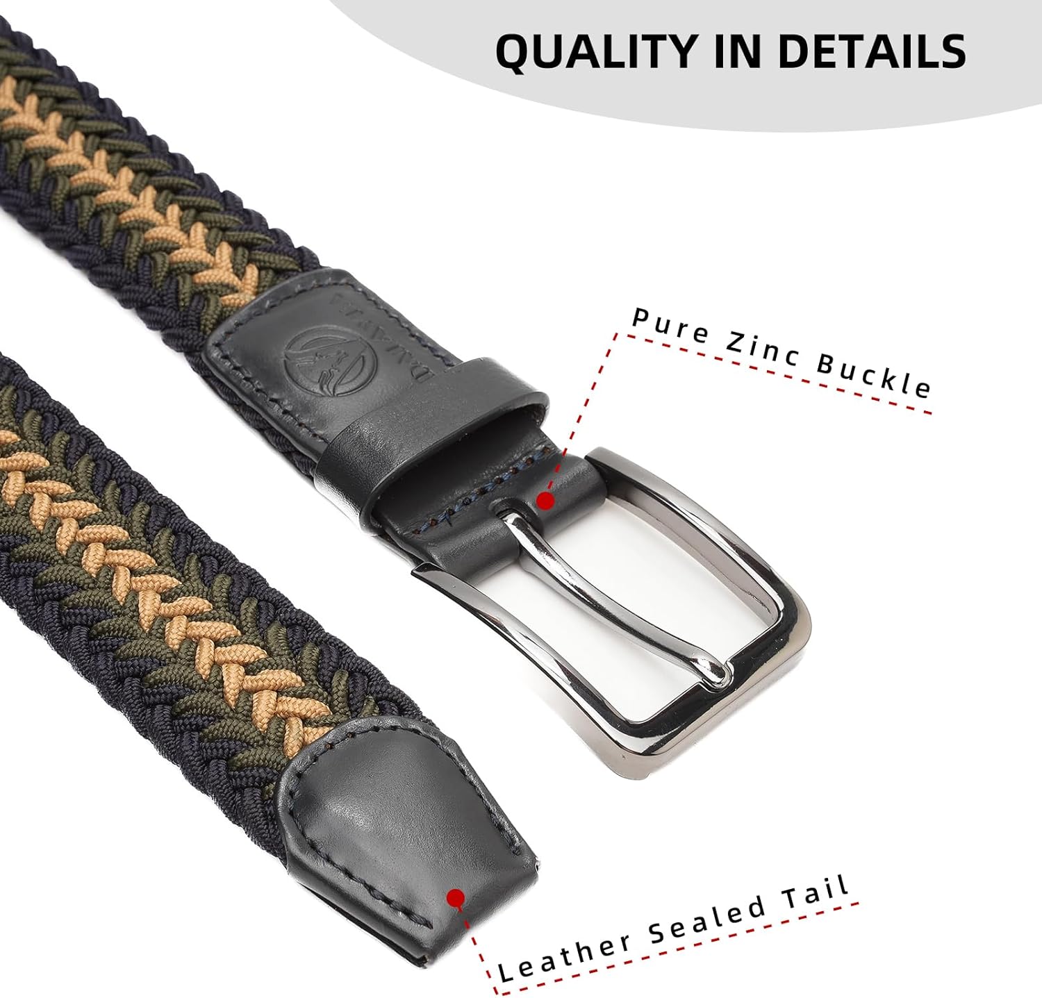 Stretch Braided Woven Belts without Holes for Men and Women,Multicolored Elastic Casual Golf Belts Adjustable - Image 4
