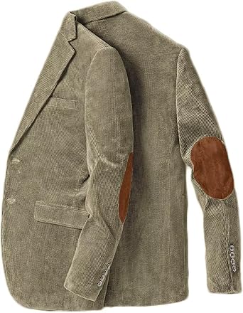 ONAXTDA Mens Elbow Patch Corduroy Blazer Spring Fall Casual Jacket Coats