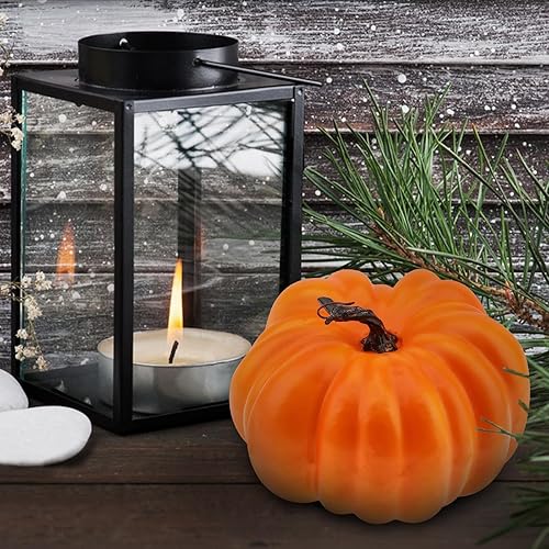 Miniatura 6 de Woration Calabaza falsa naranja grande de 8.2 pulgadas, calabaza artificial de Halloween, decoración de calabaza de otoño para fiesta, Navidad,