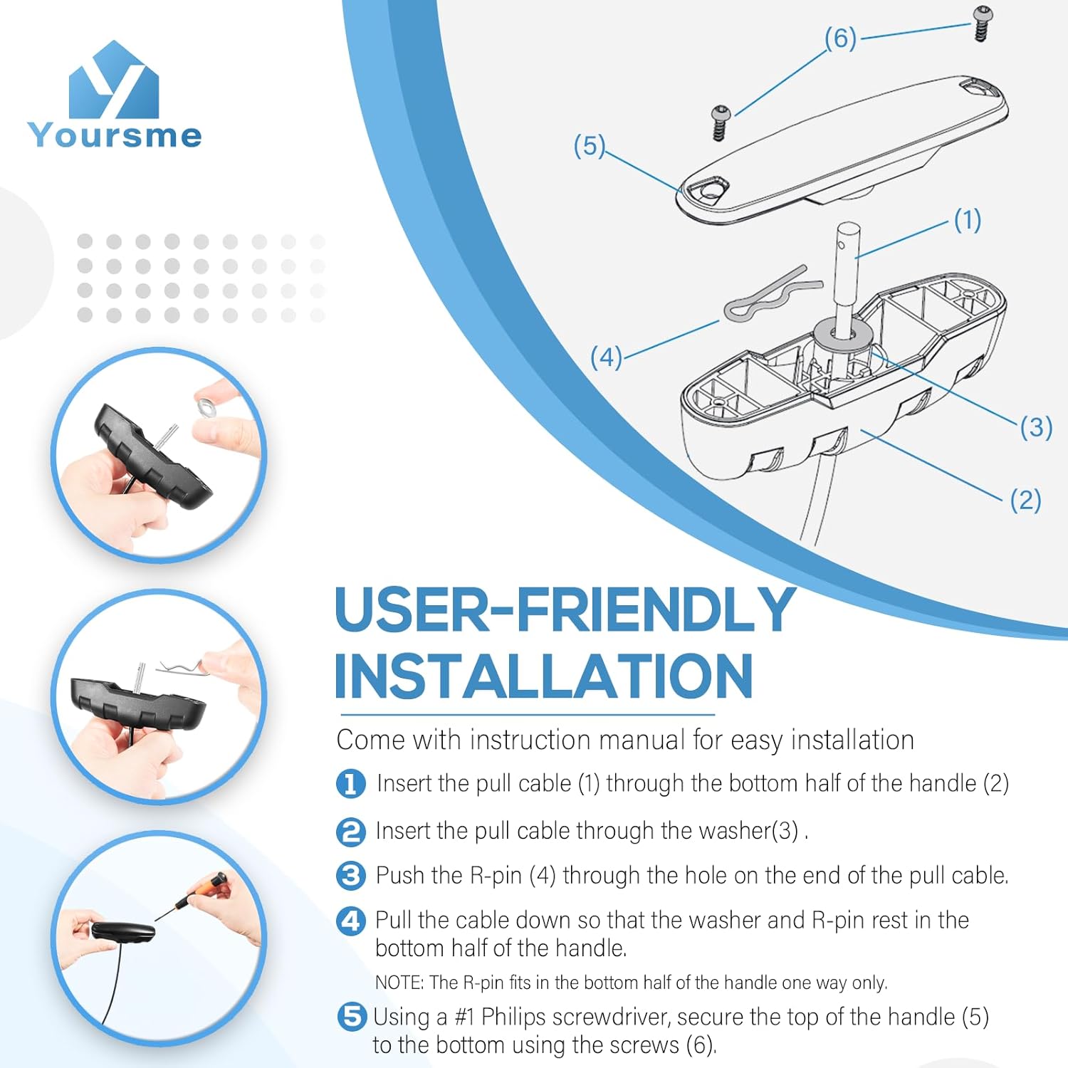 010-12832-30 Trolling Motor Pull Handle & Cable Replacement Kit for Garmin Force Trolling Motor Bow Mount