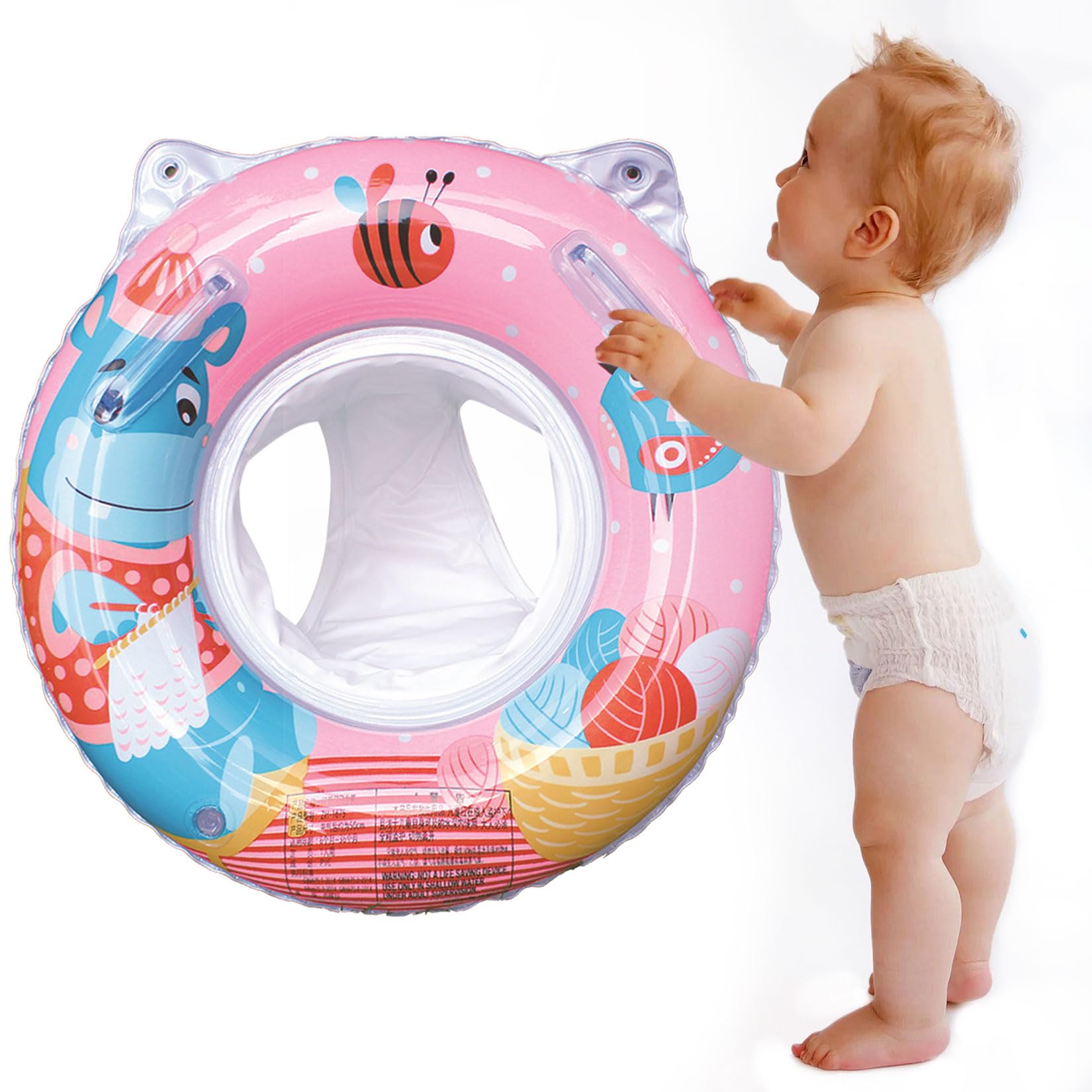 Keaistar Flotador de bebé con dibujos animados para bebés a partir de 6 meses hasta 36 meses, con asiento de PVC, flotador de flotación para bebé, niños y niñas